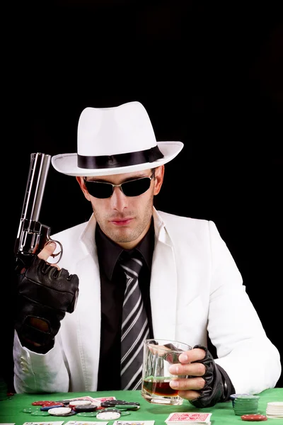 Gangster terno branco — Fotografia de Stock
