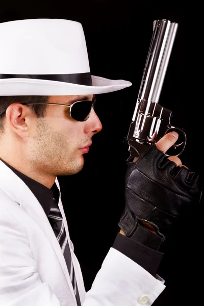 White suit gangster — Stock Photo, Image