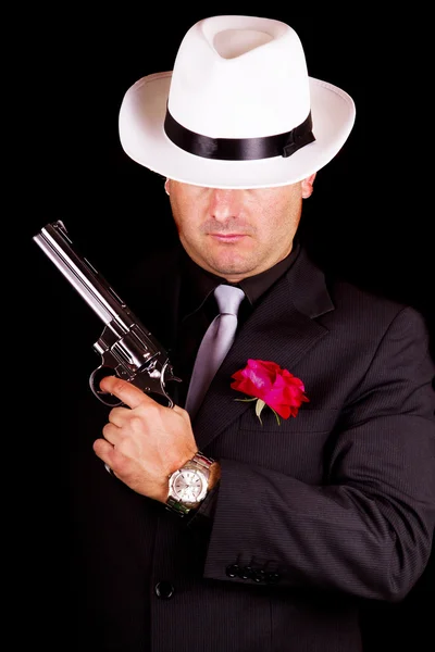 Schwarzer Anzug Gangster — Stockfoto