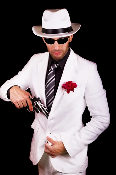 Biały garnitur gangstera — Zdjęcie stockowe