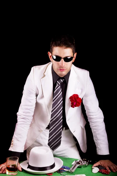 White suit gangster — Stock Photo, Image