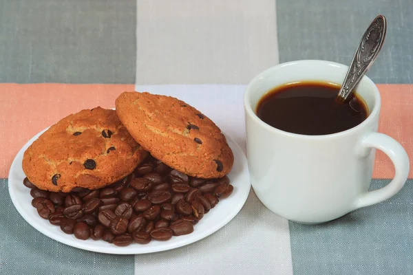 Coffee, cookies and beans — Stock Photo, Image