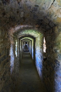 The corridore of medieval fortress in Carpathians