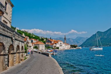 The main street in old town Perast, Montenegro clipart