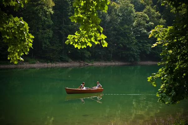 Идиллическая сцена на озере — стоковое фото