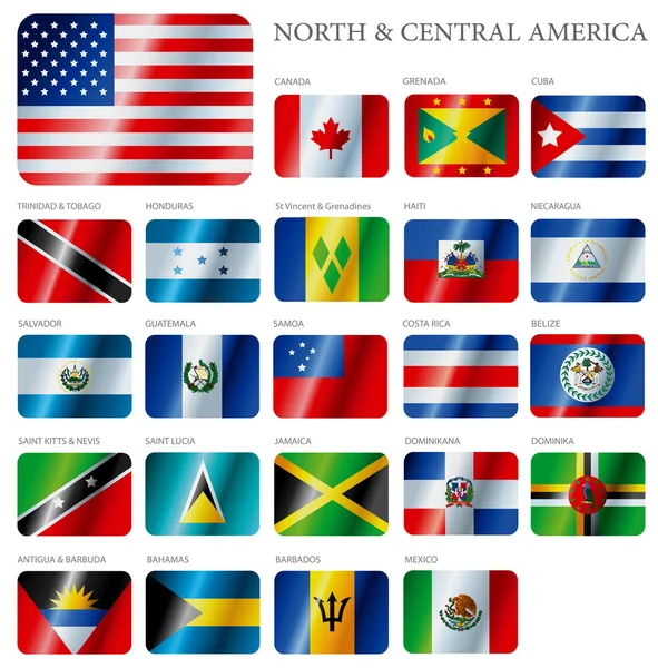Vlaggen noorden en Midden-Amerika — Stockvector