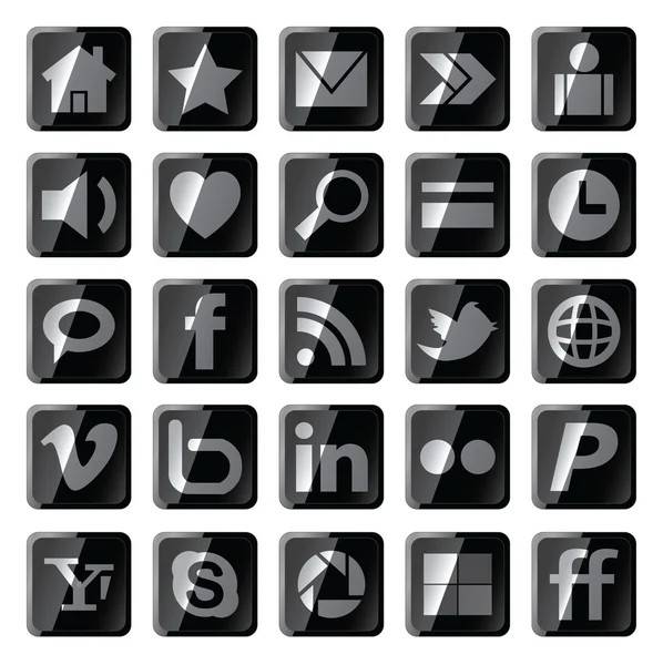 Ícones de mídia social da Web — Vetor de Stock
