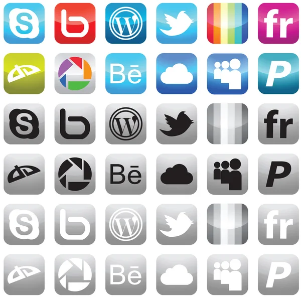 Ícones de mídia social —  Vetores de Stock