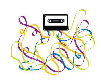 Colorful Crazy Cassette Tape Illustration clipart