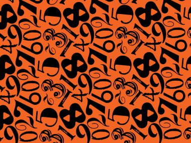 Black Numbers On Orange Background clipart