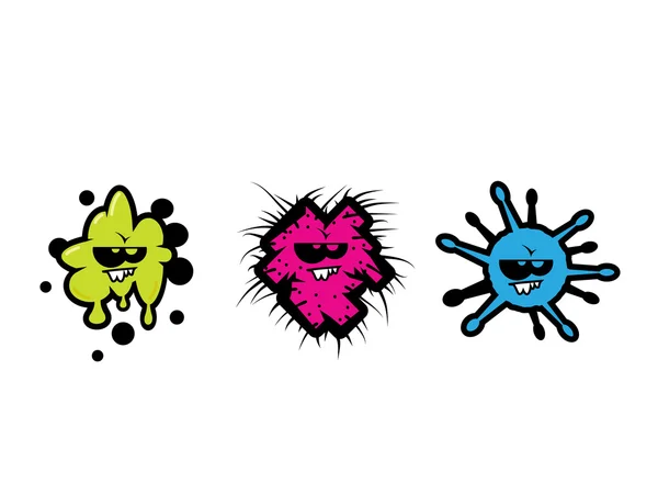 3 つの漫画の細菌 — ストックベクタ