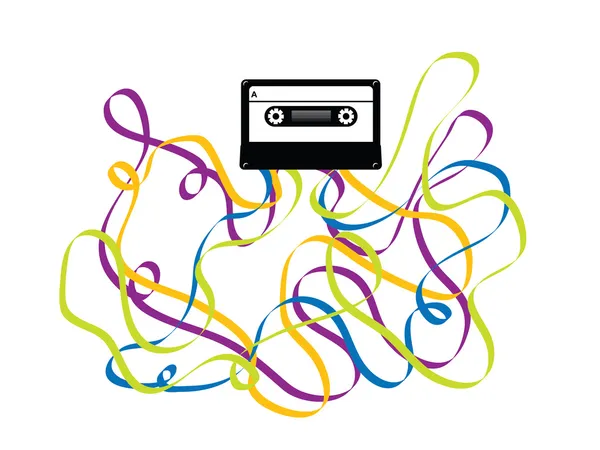 Colorful Crazy Cassette Tape Illustration — Stock Vector