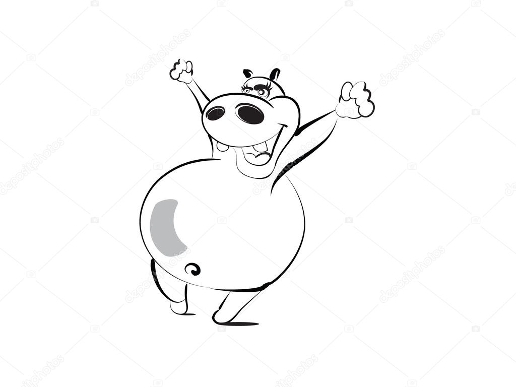 Black And White Hippo Cartoon Stock Vector Image by ©burtonarts #5825894