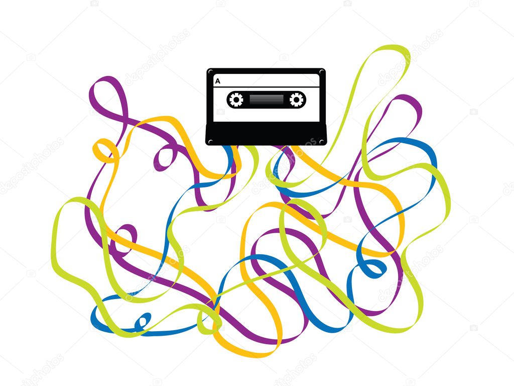 Colorful Crazy Cassette Tape Illustration