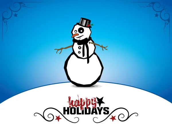 Grungy muñeco de nieve Navidad Ilustración — Vector de stock