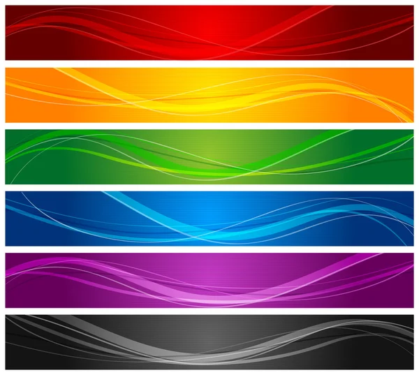 Bandiere di linea ondulate colorate — Vettoriale Stock