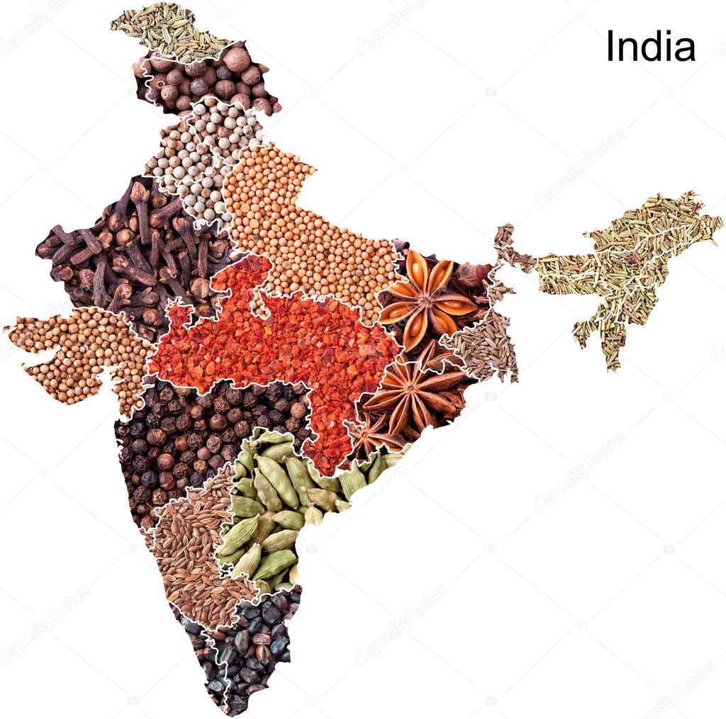 Political map of India with spices