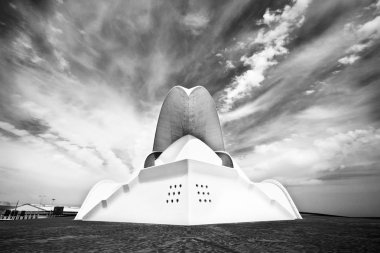 Tenerife Auditorium opera by Santiago Calatrava in black and whi clipart