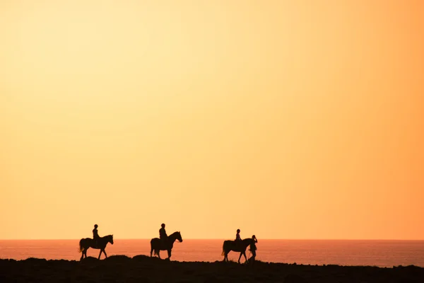 Silhouettes of the horse riders — Stock Photo, Image