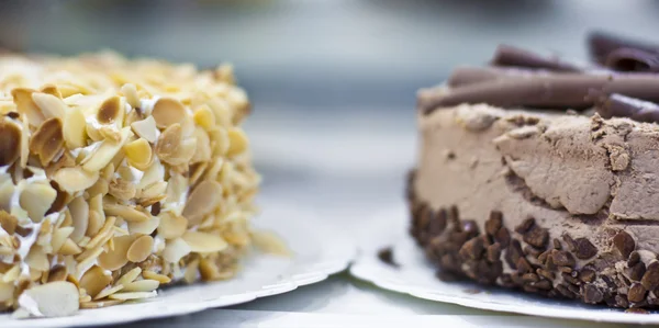 Шоколад и миндальный торт — стоковое фото