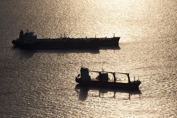 Два контейнерных корабля — стоковое фото