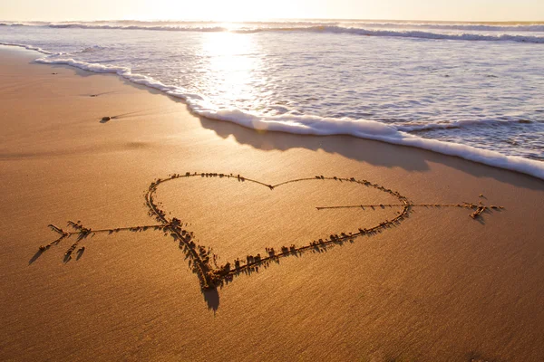 stock image Heart drawn in the sand