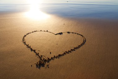 Heart drawn in the sand clipart