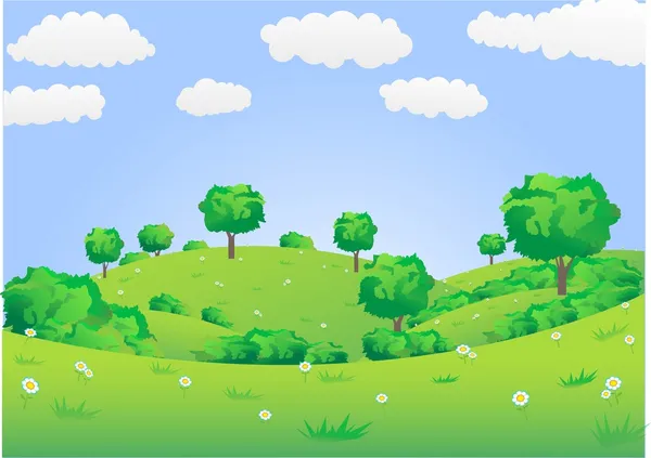 Green meadow landscape — Stock Vector