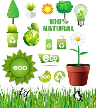 Vector ecology elements set clipart