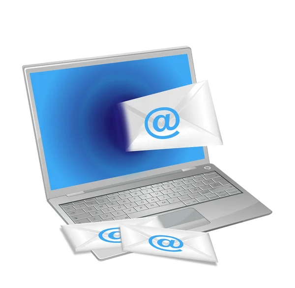 3d ilustración de ordenador portátil con correo electrónico — Vector de stock