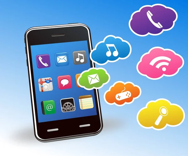 Inteligentny telefon wektor i ikony aplikacji — Wektor stockowy