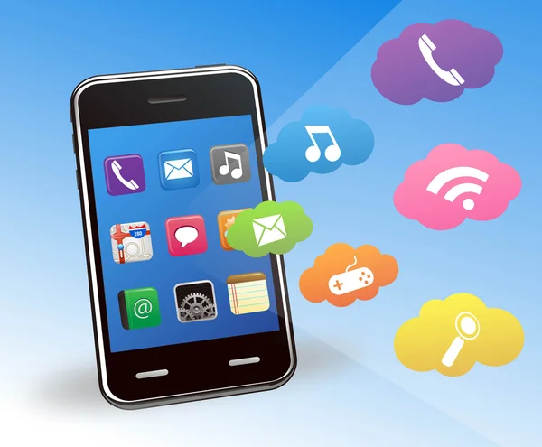 Smart phone vettoriale e icona dell'applicazione — Vettoriale Stock
