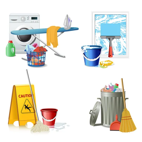 Cleaning icons — Stock Vector