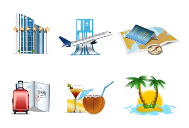 Vacation and travel icons clipart