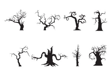 Halloween Clip Art Halloween Graphics Halloween Spooky Trees AI EPS PNG Bare Gnarled Trees No SvG Commercial 0K Cats Trees w/Birds