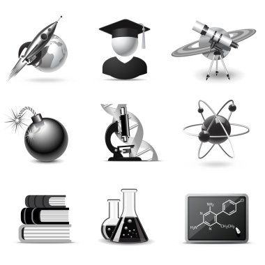 Science icons | B&W series clipart