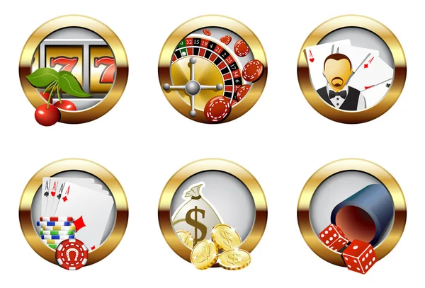 Casino and gambling buttons — Stock Vector