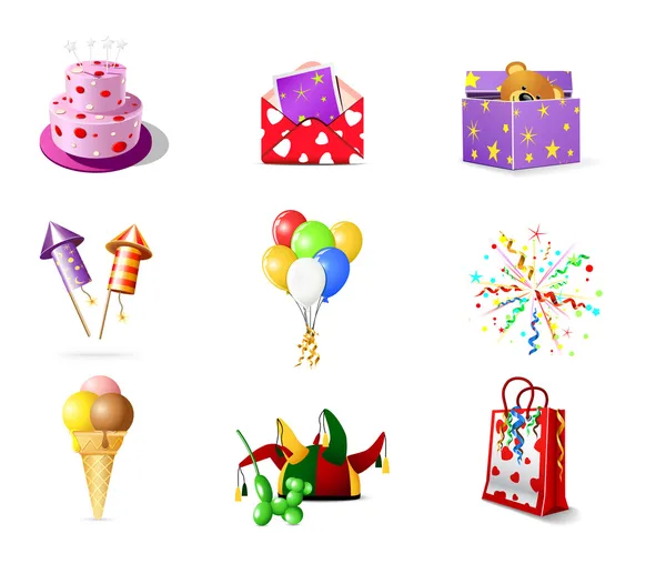 Iconos de cumpleaños — Archivo Imágenes Vectoriales