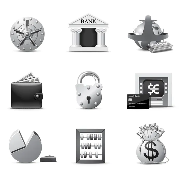 Iconos bancarios Serie B & W — Vector de stock
