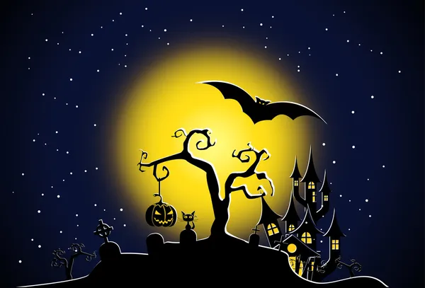 Szene aus der Halloween-Nacht — Stockvektor