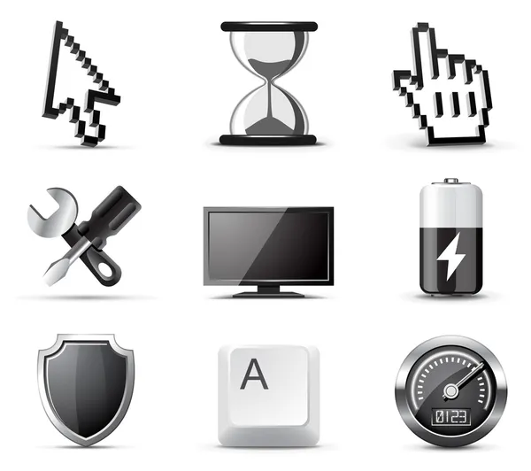 Iconos de ordenador de la serie jalá B & W — Vector de stock