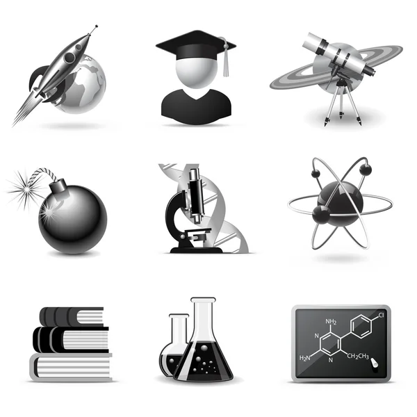 Iconos de la ciencia de la serie jalá B & W — Vector de stock