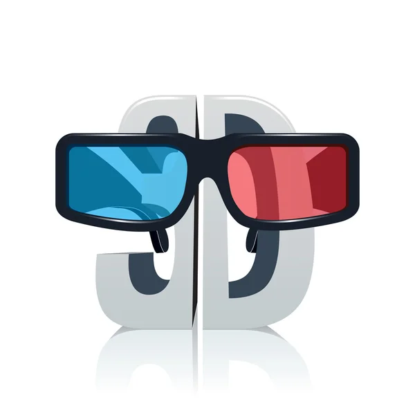3D symbol with glasses — Stock Vector