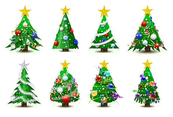 Árboles de Navidad decorados — Vector de stock