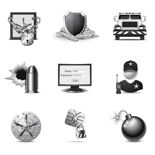 Icônes de sécurité bancaire série XoB & W — Image vectorielle