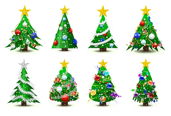 Weihnachtsbäume geschmückt — Stockvektor