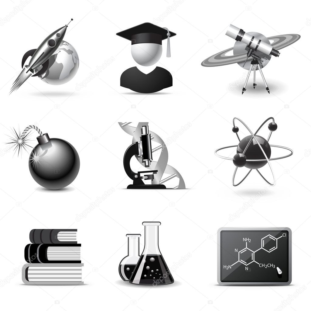 Science icons | B&W series