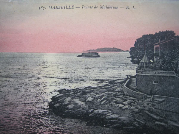 Marsilya Vintage kartpostal — Stok fotoğraf