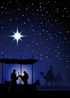 The three wise men and the child Jesus. clipart