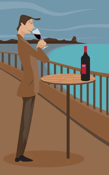 Hombre bebiendo vino — Archivo Imágenes Vectoriales
